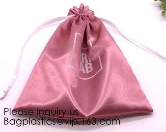 Gold Blue White Satin Packaging Bag For Towel,White Satin Bag With Gold Printing,Silk Packaging Bags For Clothing Indust