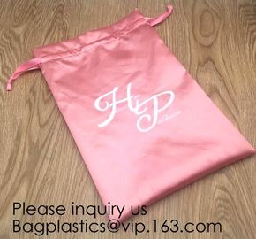 Gold Blue White Satin Packaging Bag For Towel,White Satin Bag With Gold Printing,Silk Packaging Bags For Clothing Indust