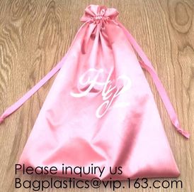 Gold Blue White Satin Packaging Bag For Towel,White Satin Bag With Gold Printing,Silk Packaging Bags For Clothing Indust