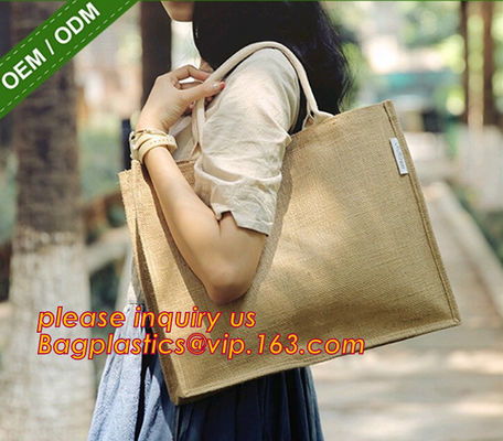 Heavy hold support Jute bag OEM Customized printing waterproof and reusable jute shopping bag with inner JUTE BAGS CARRI