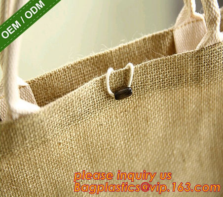 Heavy hold support Jute bag OEM Customized printing waterproof and reusable jute shopping bag with inner JUTE BAGS CARRI