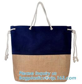 Wholesale jute tote bags with leather handles,Reusable natural color jute tote bag for shopping, Printed jute shopping b