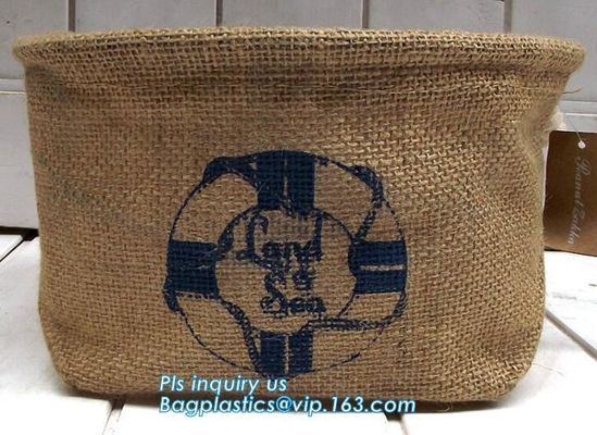 Fabric 3 sets Jute home organization storage basket/boxes stackable for household with cotton handle bagease package