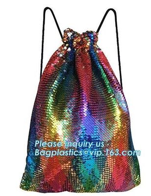 Shining Sequin Backpack Back Pack,Glitter Drawstring Backpack Bling Shining Bag Shoulder Bag Sequin Backpack, bagplastic