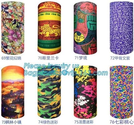 custom made digital sublimation polyester colorfast printed bandana,custom headwear printed seamless neck tube polyester