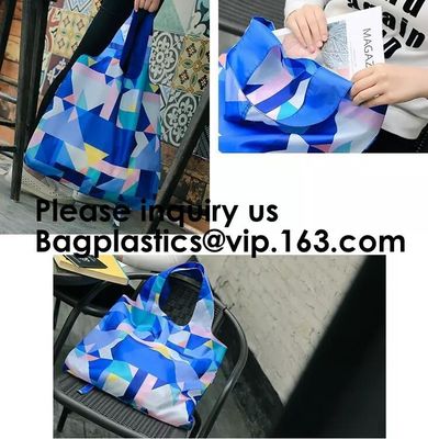 Portable Recycled Polyester Nylon Reusable Foldable Shopping Bag,Value Friendly Reusable Polyester Foldable Shopping Bag