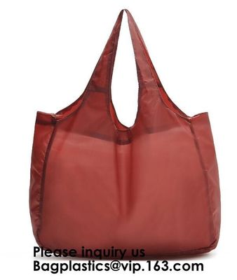 Custom Eco-friendly Durable Foldable Polyester Handle Bag Pocket Folding Nylon Shopping Bag Eco-friendly Durable Foldabl