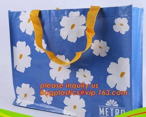 Recycle Ecological Custom Food Packing Ultrasonic polyprolylene Woven Tote Bags, handles promotional shopping bags avail