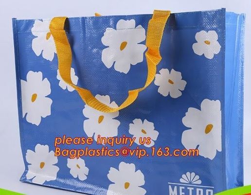 Recycle Ecological Custom Food Packing Ultrasonic polyprolylene Woven Tote Bags, handles promotional shopping bags avail