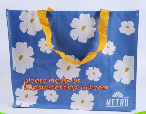 Recycle Ecological Custom Food Packing Ultrasonic polyprolylene Woven Tote Bags, handles promotional shopping bags avail