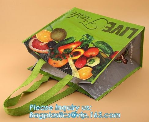 110gsm-160gsm pp woven fabric laminated printing, body mateiral, pp webbing handle with normal size 50x3cm, solid color