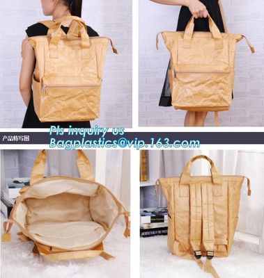 Waterproof ultra - light tyvek backpack washable tyvek paper shoulders Bag, Tyvek paper bag washable kraft paper backpac