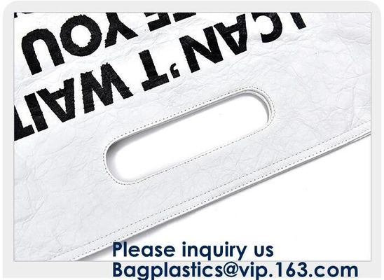 Reusable Promotional Green Tyvek Shopping Tote BagWaterproof Washable Eco Zip lockk Handy Makeup Cosmetic Clutch Bag Cases