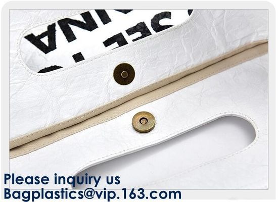 Reusable Promotional Green Tyvek Shopping Tote BagWaterproof Washable Eco Zip lockk Handy Makeup Cosmetic Clutch Bag Cases