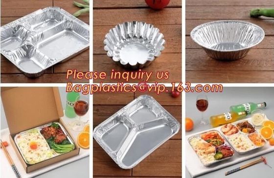 Two Compartments Disposable Aluminum Foil Containers for Takeaway Food Packaging and fast food,disposable aluminum foil