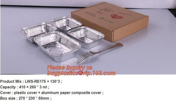 Disposable Golden Square Aluminium Foil Container For Food Packaging,Rectangular Aluminium Foil Food Container, Airlines