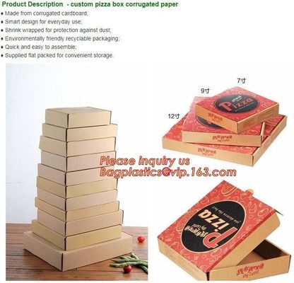 Carton corrugated paper pizza delivery box,bio-degradable high quality chinese food products custom kraft paper pizza pa