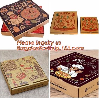 Kraft Pizza Paperboard Take Out Containers cheap pizza delivery box Packing Boxes,recyclable Pizza packaging boxes bagea