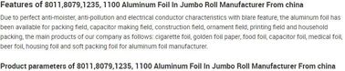 8011 /8006 0.01mm - 0.025mm aluminium household foil rolls for packaging,foil jumbo roll manufacturer,Large Rolls Of Alu