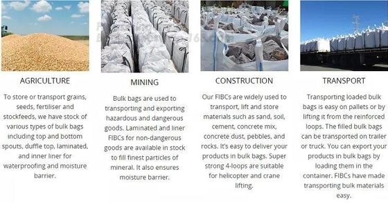 polypropylene pp woven bulk sacks, agriculture, mining, construction, transport, food pack, container loading, rice, car