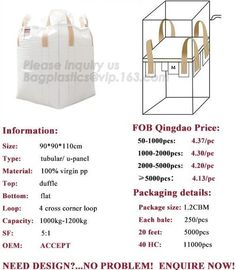 Virgin Polypropylene PP Woven Big Bulk Bag Jumbo Bag FIBC For Packing Sand 1 Ton 1.5 Ton 2 Ton Made In, bagease, pack