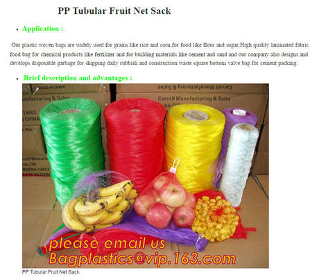 pp tubular fruit net sack, Customize all colors and sizes potato onion mesh raschel bag,Raschel knitting PE mesh vegetab