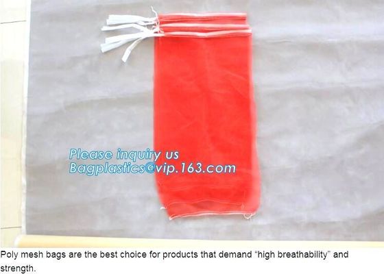 Cheap PP/PE Knitted plastic raschel leno mesh packing bags customized color size for Agriculture fruit vegetable, bageas