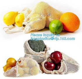 Recycled grocery shopping fruit reusable produce bag organic cotton mesh bag,100% Certified Organic Cotton Reusable Mesh