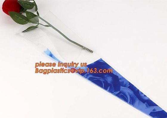 Paper box flower sleeve single rose flower wrapping sleeve,imprineted color high transparence clear flower sleeve PACK