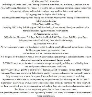 Thermal Insulation Adhesive Woven Building Sarking,Woven Cloth with Aluminum Foil Heat Resistant Insulation Materialg