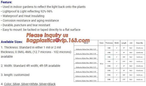 Thermal Insulation reflective aluminium metalized pet film for package or agriculture,Metallized PET /PE coated Film PET